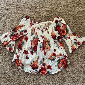 Small Cream Colored Floral Blouse